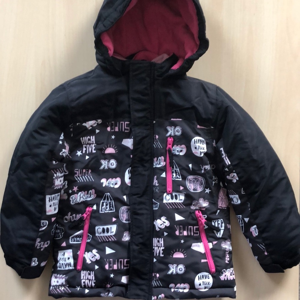 Athletech Girls Black and Pink Winter Jacket Size M 7/8